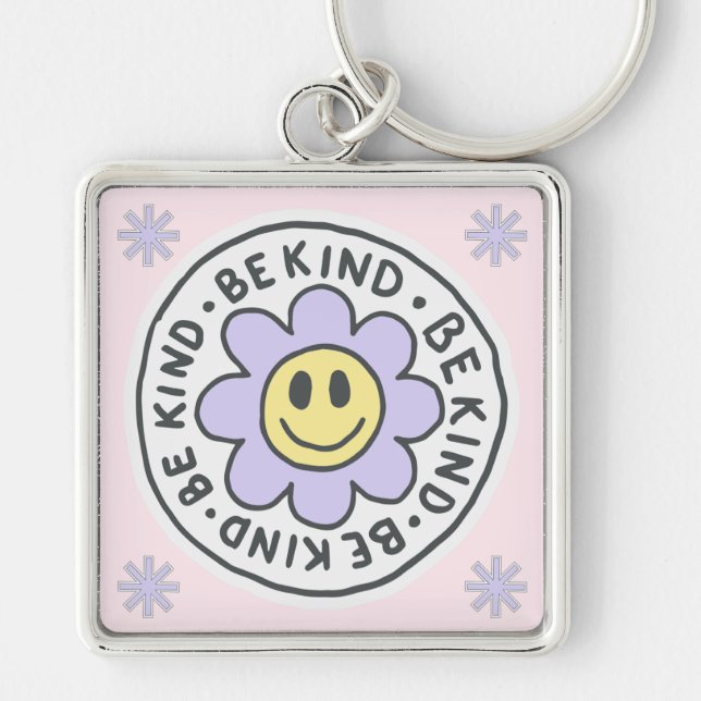 Chaveiro Motivação Ilustrativa Rosa e Púrpura (Frente)