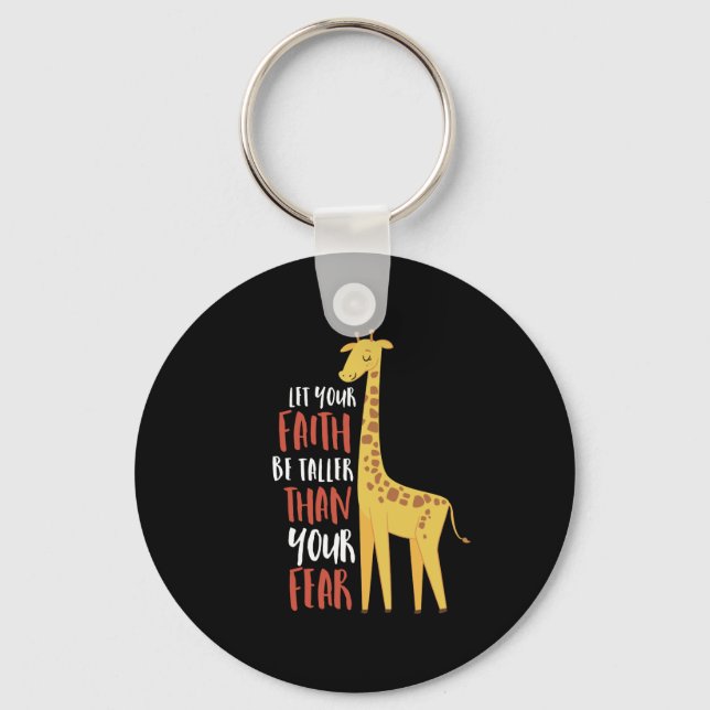 Chaveiro Motivational Giraffe Faith Mais Alto Que Medo (Frente)