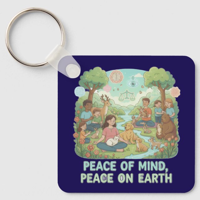 Chaveiro Motivational Peace of Mind, Peace on Earth Design (Frente)