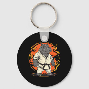 Chaveiro Motivo de Hipopótamo de Karatê Taekwondo Jiu-Jitsu