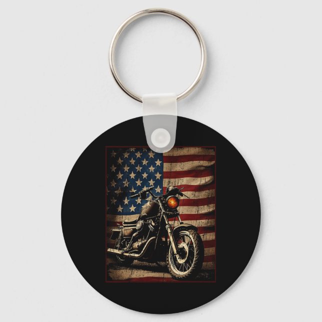 Chaveiro Moto Eua Bandeira Retro Biker  (Frente)