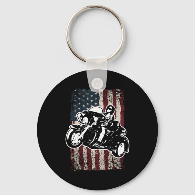 Chaveiro Motorcycle Rider americano Flag (Frente)