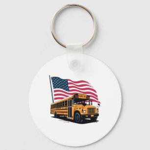 Chaveiro Motorista de Ônibus Escolar Bandeira dos EUA 