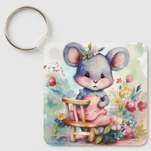 CHAVEIRO MOUSE DE GAROTA CUTA COM FLORES, MOTIVATONAL
