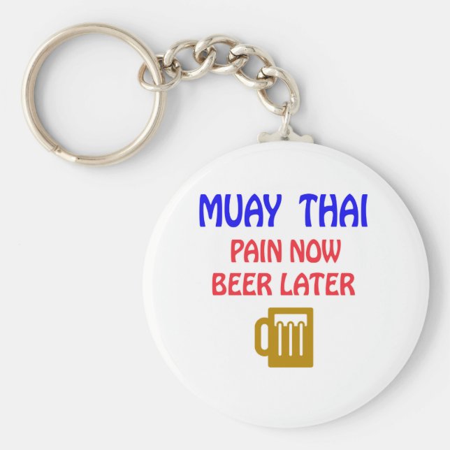 Chaveiro Muay Thai dor agora cerveja mais tarde (Frente)
