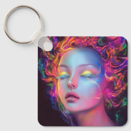 Chaveiro Mulher alienígena com cabelo cósmico