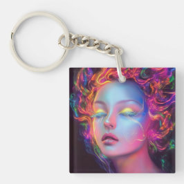 Chaveiro Mulher alienígena com cabelo cósmico