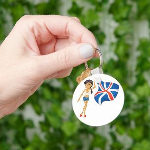 Chaveiro Mulher Britânica Patriótica Bandeira do Reino Unid