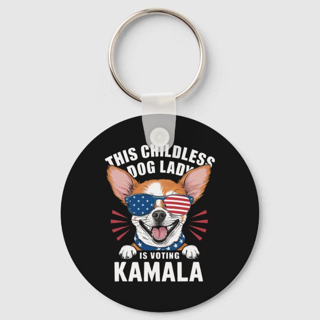 Chaveiro Mulher-Cão Sem Fios Vota Kamala-harris 2024 2 (Frente)