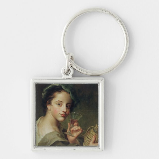 Chaveiro Mulher com um vidro do vinho (Frente)