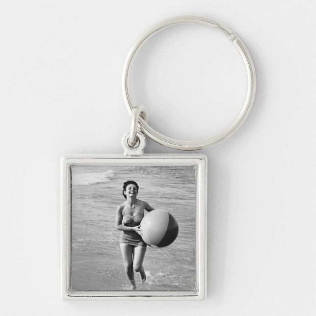 Chaveiro Mulher com uma bola de praia (Frente)
