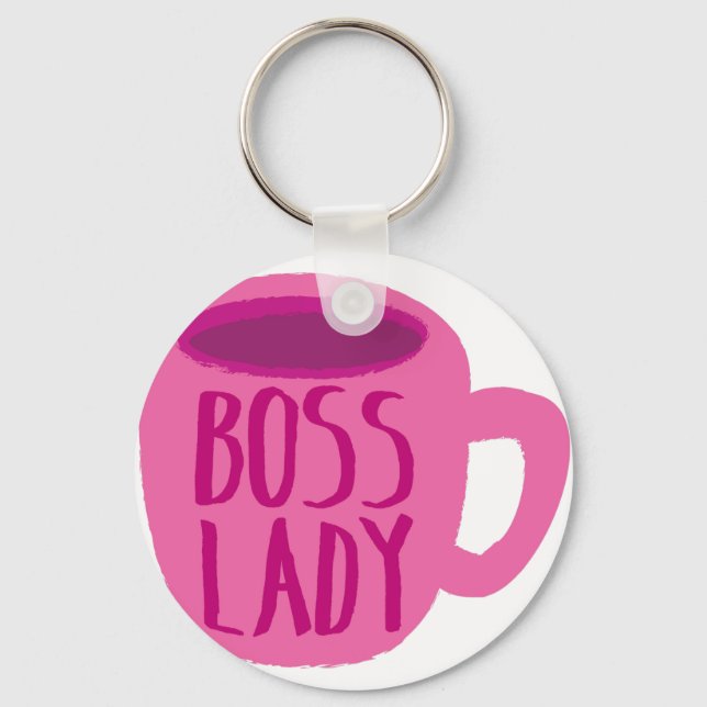 Chaveiro Mulher do BOSS com café rosa (Frente)