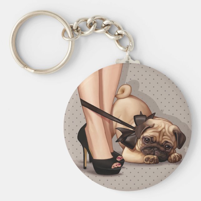 Chaveiro Mulher e Pug Puppy (Frente)
