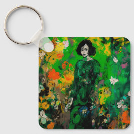 Chaveiro mulher em campo colorido