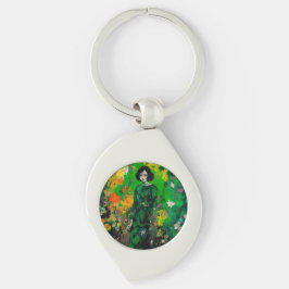 Chaveiro mulher em campo colorido