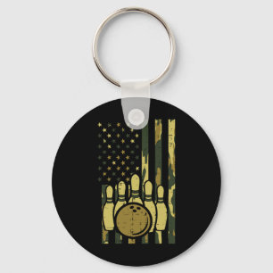 Chaveiro Mulher Jogadora de Boliche Camuflagem Bandeira Ame