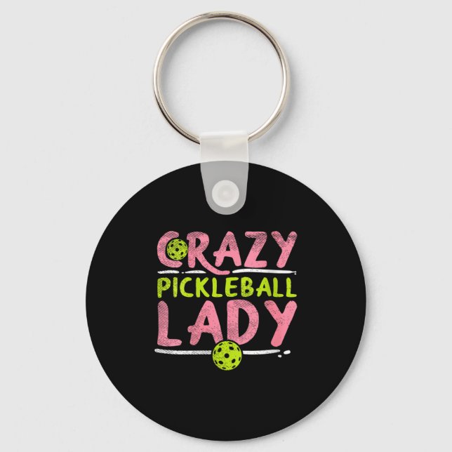 Chaveiro Mulher louca de pickleball senhora engraçada de pi (Frente)