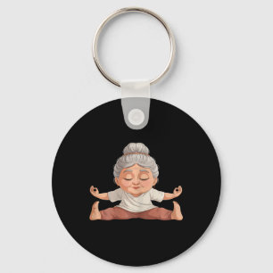 Chaveiro Mulher Madura Esportiva Arte de Yoga Relaxado