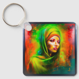 Chaveiro Mulher mística em cores neonárias