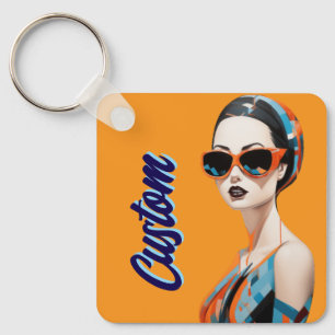 Chaveiro Mulher moderna Chic, elegância geométrica