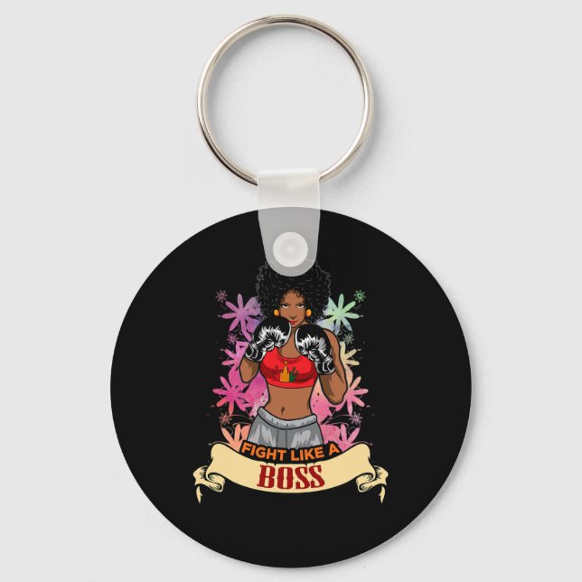 Chaveiro Mulher Negra Empoderada Boxe Magia Kickboxing Meni (Frente)