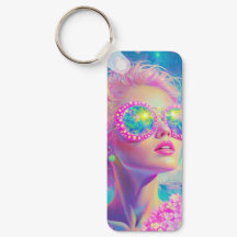 Mulher Neon Glamorosa com Óculos Espumantes