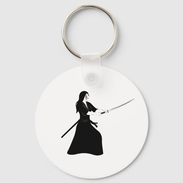 Chaveiro Mulher Samurai Guerreira com Espada (Frente)