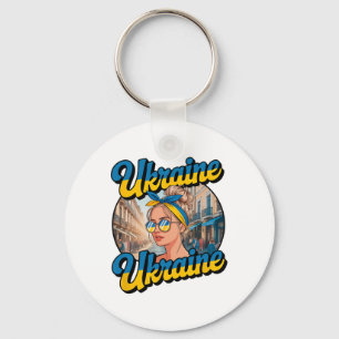 Chaveiro Mulher Ucraniana Estilo Retro Gráfico Orgulho Cult