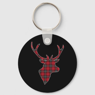 Chaveiro Mulher Xadrez Vermelha Verde Búfalos Deer ReindeHe