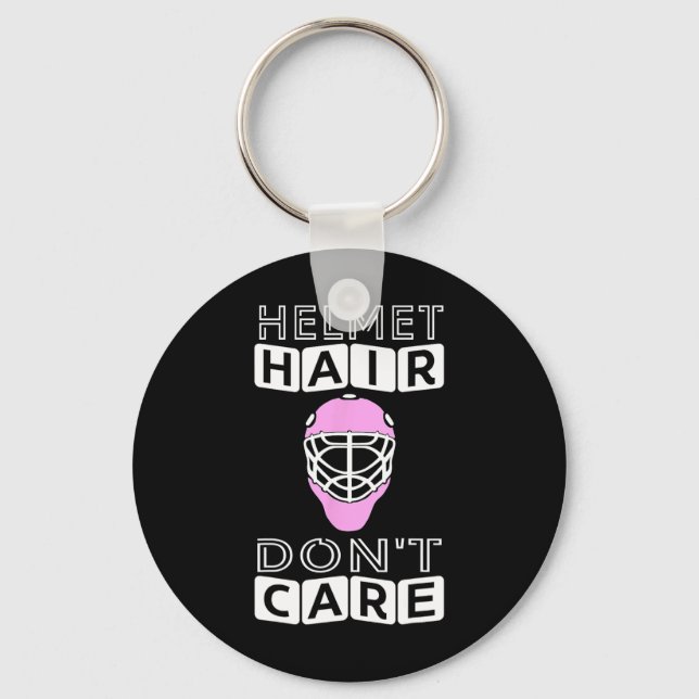 Chaveiro Mulheres de Hockey Divertidas Helmet Rosa Goalie M (Frente)
