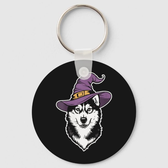 Chaveiro Mulheres Husky Bruxa Cachorro Halloween (Frente)