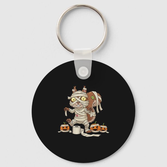 Chaveiro Múmia de Esquilo Engraçada Abóbora Halloween Crian (Frente)