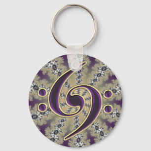 Chaveiro Music Double Bass Clef on Gold Fractal Keychain
