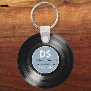 Chaveiro Music Vinyl Records com nome Blue