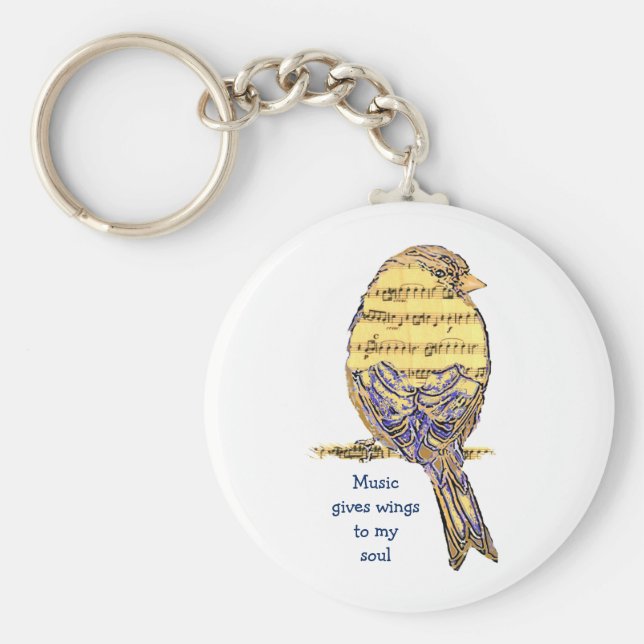 Chaveiro Música dá a minha alma asas Música Nota Pássaro (Frente)