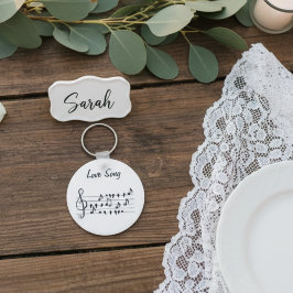 Chaveiro Música de amor, pássaros sentados entre as notas m