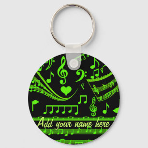 Chaveiro Música e eu, em verde