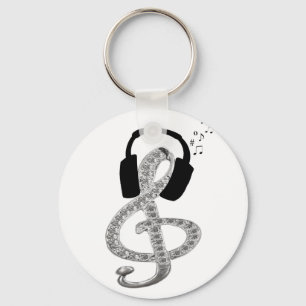 Chaveiro Música Gclef com auriculares
