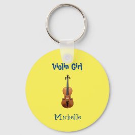 Chaveiro Música Monograma Violino Menina Amarelo