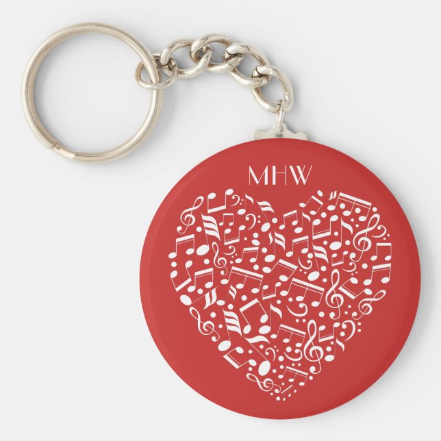 Chaveiro Musical Heart custom monogram & color key chains (Frente)