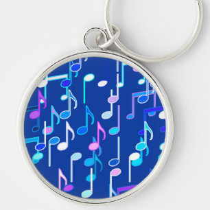 Chaveiro Musical Notes impressão - indigo azul, multi