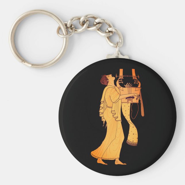 Chaveiro Músico grego antigo cantando e tocando Kithara (Frente)