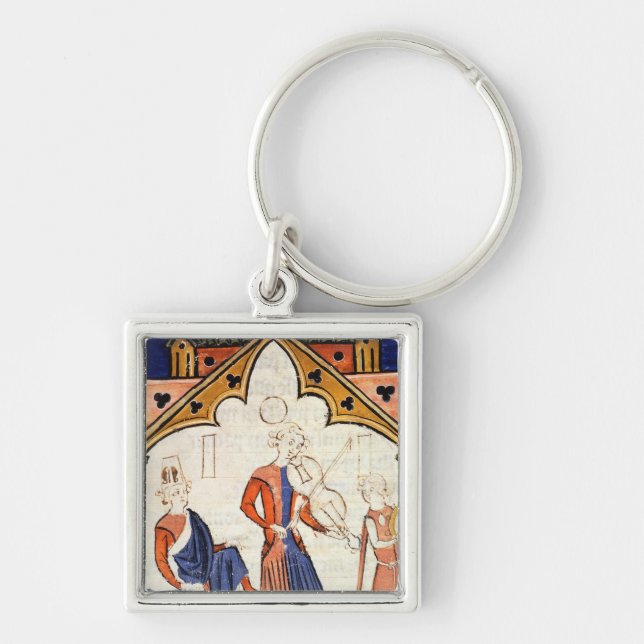 Chaveiro Músicos que jogam uma viola e um pandeiro (Frente)