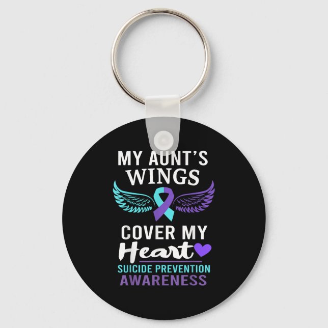 Chaveiro My Aunt's Wings Cover Heart Suicide Awareness Ribb (Frente)