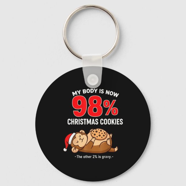 Chaveiro My Body Is 98% Christmas Cookies Funny Monkey Paja (Frente)