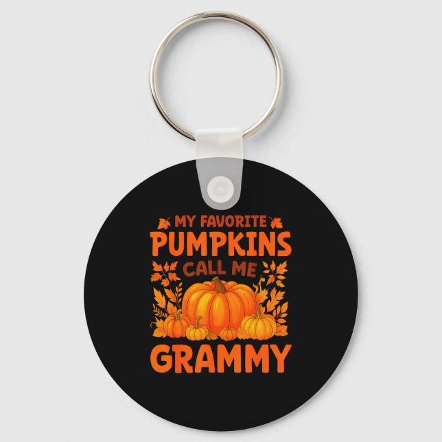 Chaveiro My Favorite Pumpkins Call Me Grammy Thanksgiving  (Frente)