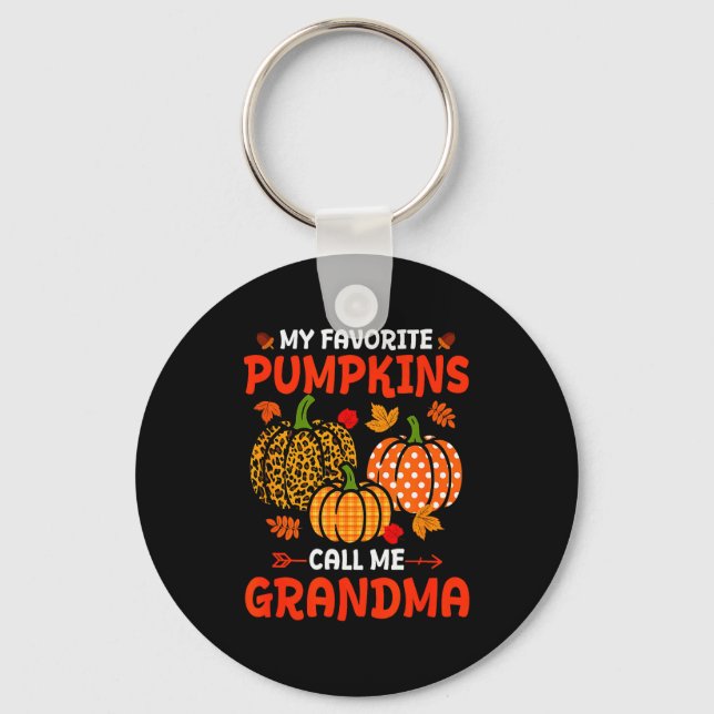 Chaveiro My Favorite Pumpkins Call Me Grandma Thanksgiving  (Frente)