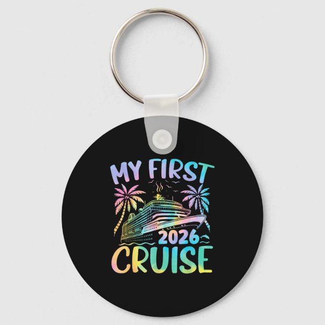 Chaveiro My First Cruise 2026 Vacation Tie Dye Family Cruis (Frente)