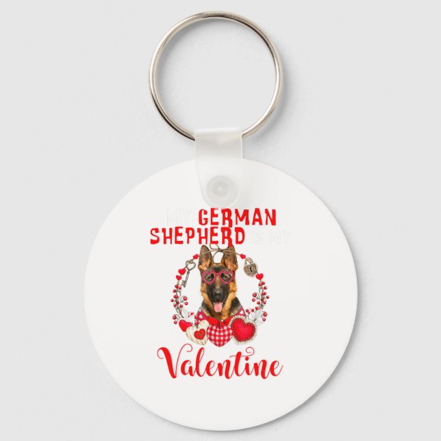 Chaveiro My German Shepherd Is My Valentine Funny Dog Lover (Frente)
