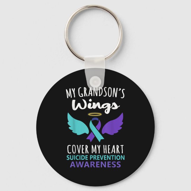 Chaveiro My Grandson's Wings Cover Heart Suicide Awareness  (Frente)